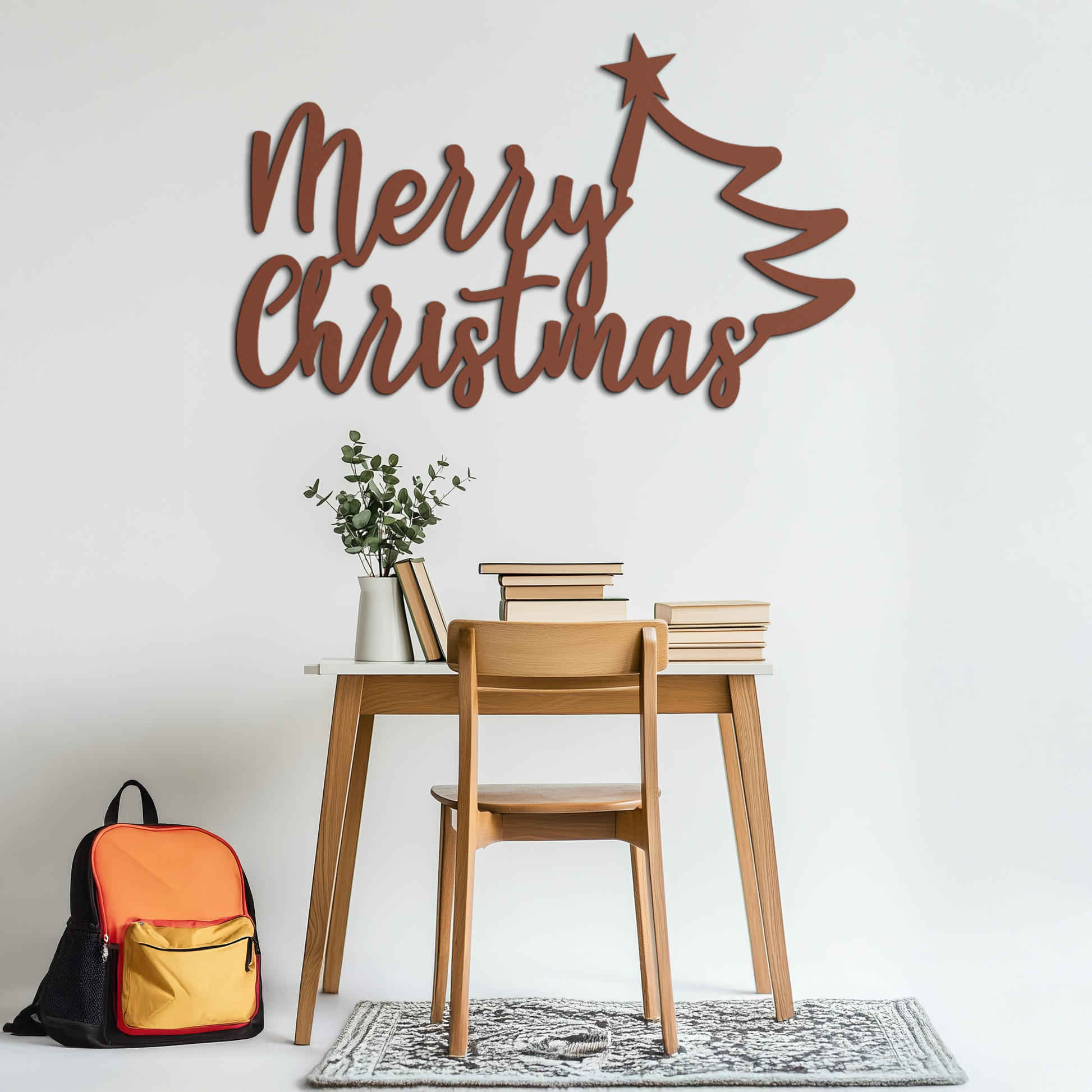 Merry Christmas Tree Metal Wall Art - Holiday Season Script Steel Decor- KAF316 - Tampa Home & Garden Store
