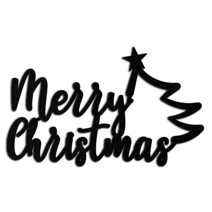 Merry Christmas Tree Metal Wall Art - Holiday Season Script Steel Decor- KAF316 - Tampa Home & Garden Store