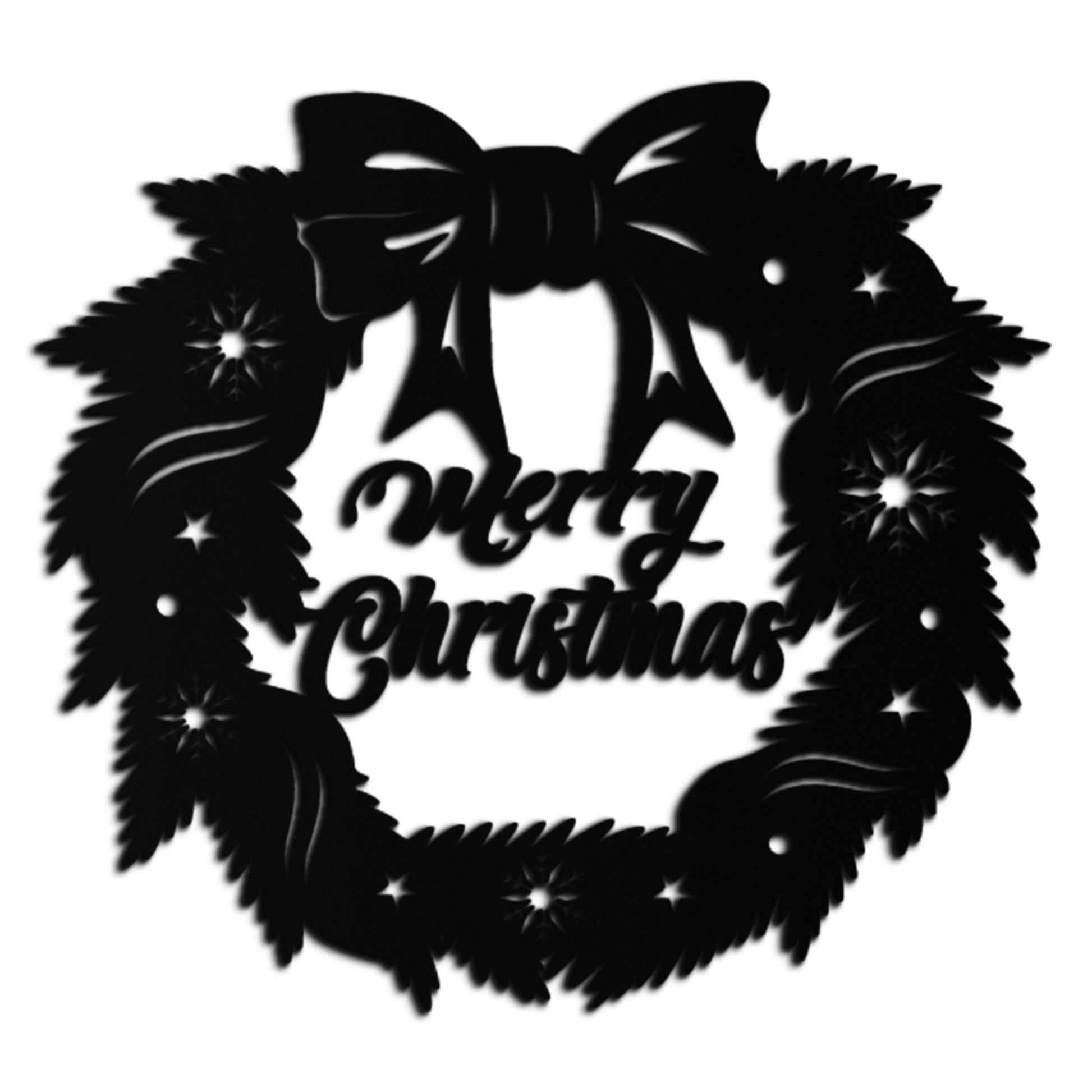 Merry Christmas Wreath Metal Wall Art - Festive Holiday Steel Decoration- KAF307 - Tampa Home & Garden Store