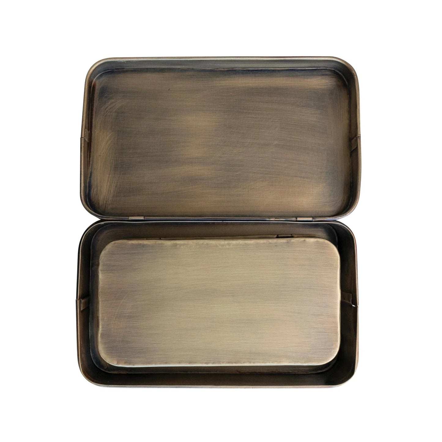 Metal Boxes, Antique Brass Finish, Set of 2 - Tampa Home & Garden Store