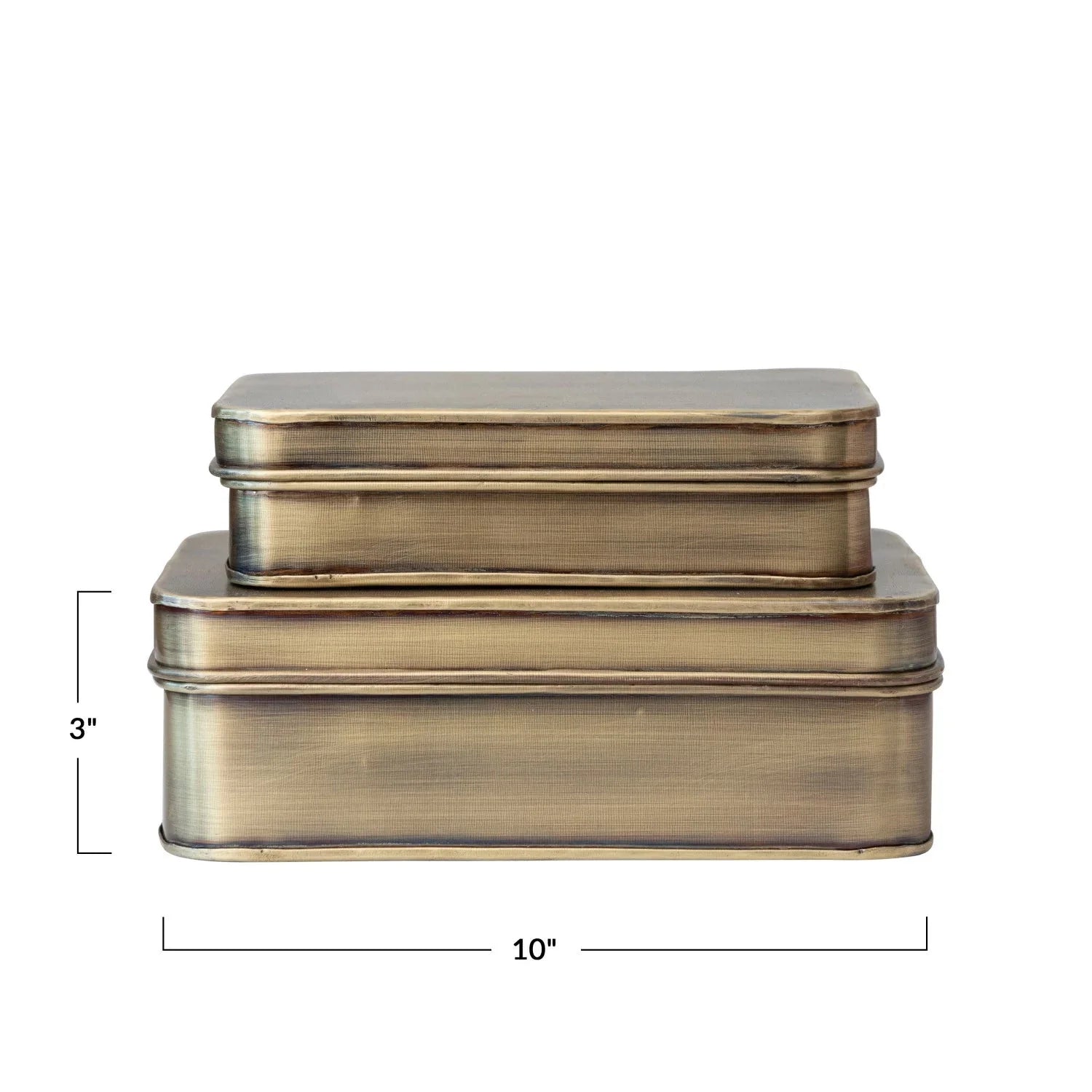 Metal Boxes, Antique Brass Finish, Set of 2 - Tampa Home & Garden Store