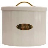 Metal Bread Storage Box with Lid – Cream with Brass Accent - Tampa Home & Garden Store