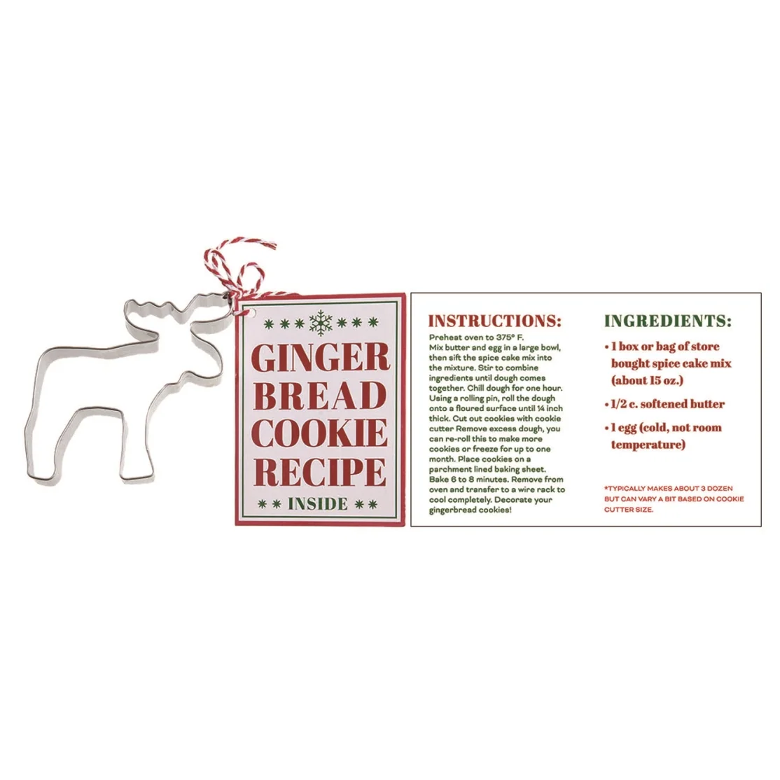 Metal Cookie Cutter with Recipe - Reindeer - Tampa Home & Garden Store