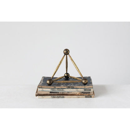 Metal Obelisk Sculpture Decor, Antique Brass - Tampa Home & Garden Store