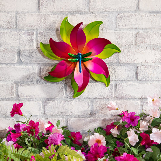 Metal Radiant Petals DragonFly Wall Spinner 13"D - Tampa Home & Garden Store