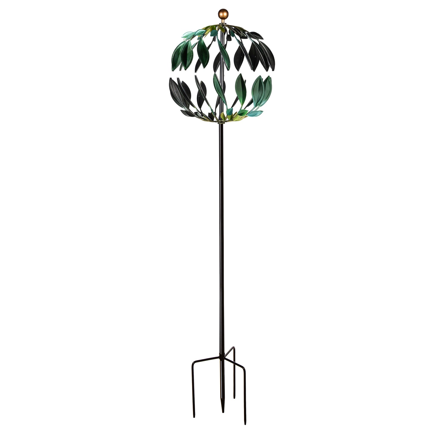 Metal Wind Spinner, Blue and Green Leaves, 74"H - Tampa Home & Garden Store