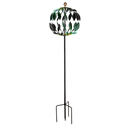 Metal Wind Spinner, Blue and Green Leaves, 74"H - Tampa Home & Garden Store
