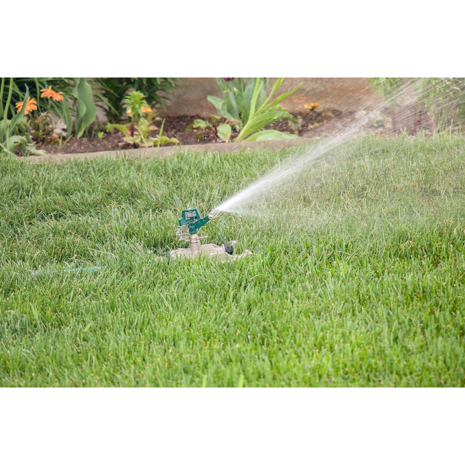 Hose End Pro Series Impact Sprinkler with Metal Sled Base green Orbit Irrigation sprinkler on Tampa Home & Garden Store