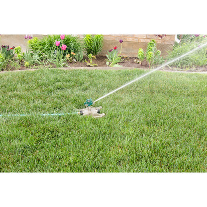 Pro Series Impact Sprinkler with metal sled base Orbit hose-end sprinkler sprays lawn on Tampa Home & Garden Store