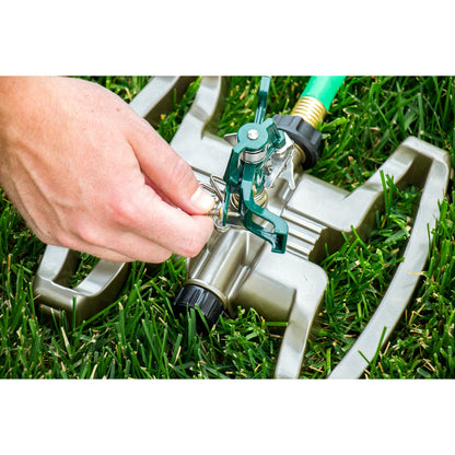 Orbit Pro Series Impact Sprinkler with Metal Sled Base 28682 adjusted in grass on Tampa Home & Garden Store