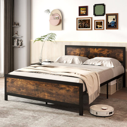 Estructura de cama metálica con cabecero y pie de cama - Tamaño queen