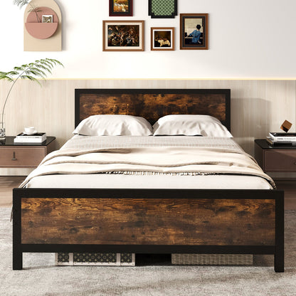 Estructura de cama metálica con cabecero y pie de cama - Tamaño queen