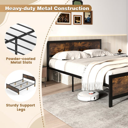 Estructura de cama metálica con cabecero y pie de cama - Tamaño queen