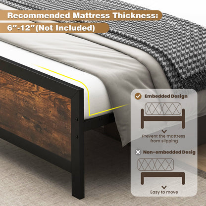 Estructura de cama metálica con cabecero y pie de cama - Tamaño queen
