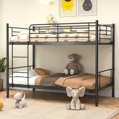 Litera metálica con escalera y barandillas de seguridad de longitud completa - Negro