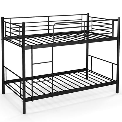 Litera metálica con escalera y barandillas de seguridad de longitud completa - Negro