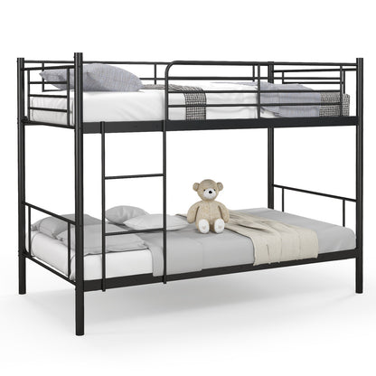 Litera metálica con escalera y barandillas de seguridad de longitud completa - Negro