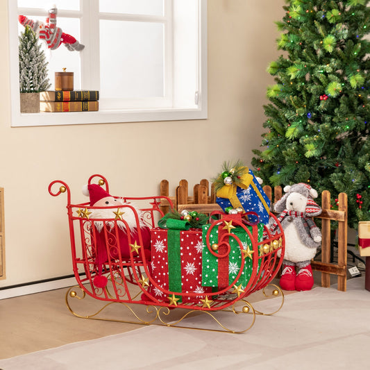 Trineo de metal de Papá Noel con gran área de carga para regalos