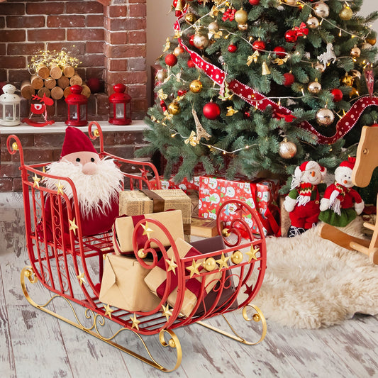 Trineo de metal de Papá Noel con gran área de carga para regalos
