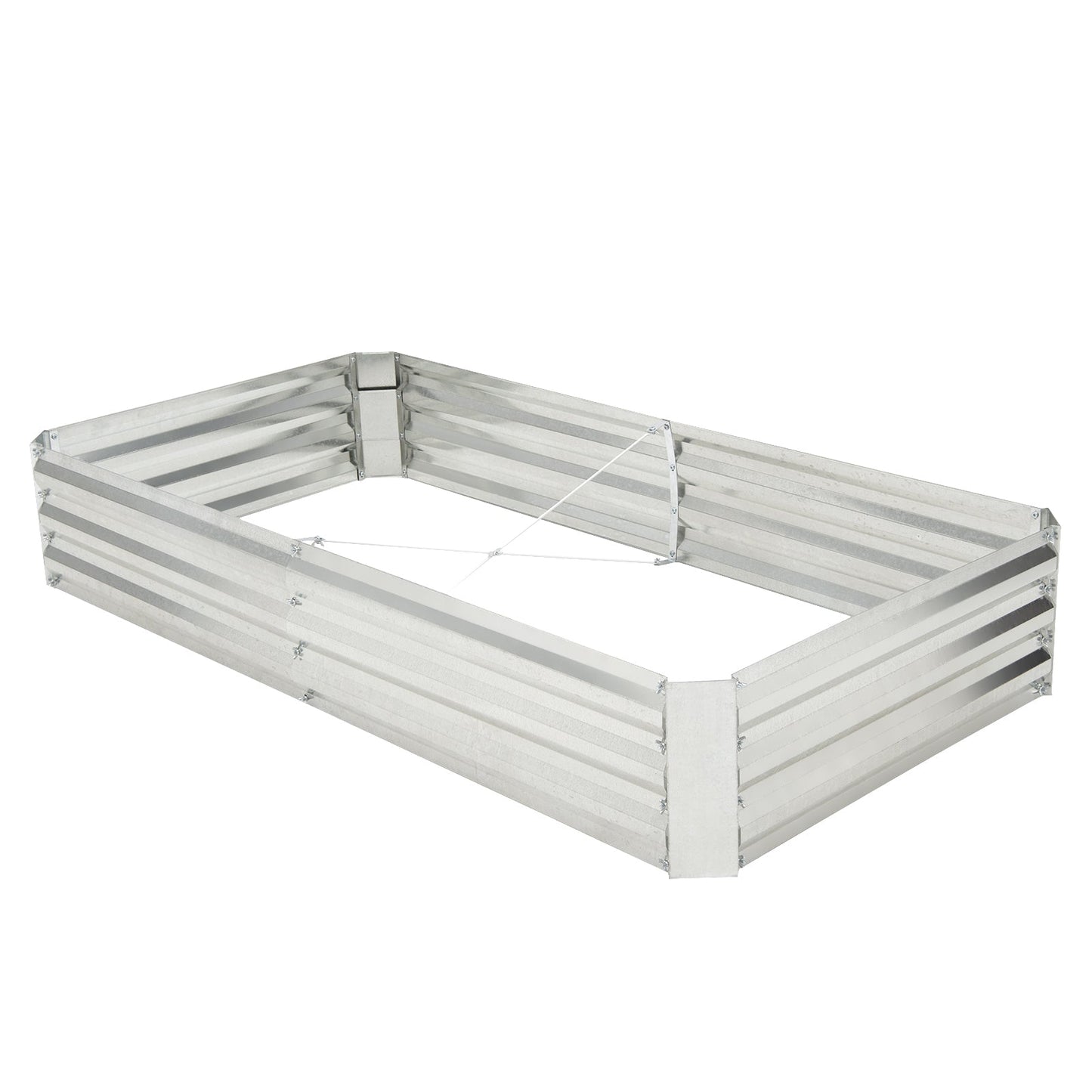 Cama de jardín elevada de metal galvanizado con base abierta - 6 x 3 pies