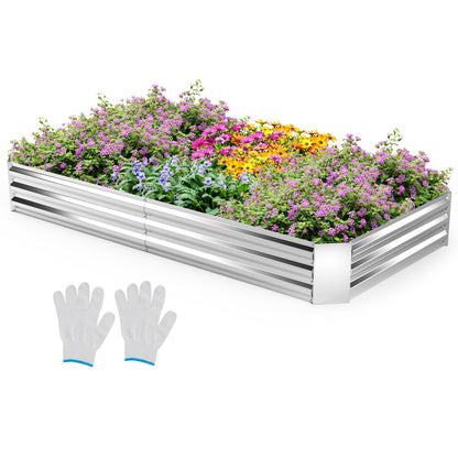 Cama de jardín elevada de metal galvanizado con base abierta - 6 x 3 pies