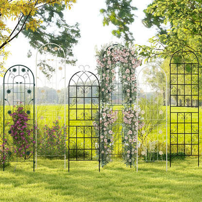 Paquete de 4 celosías metálicas blancas de 71 x 20 pulgadas para plantas trepadoras