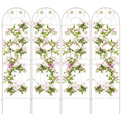 Paquete de 4 celosías metálicas blancas de 71 x 20 pulgadas para plantas trepadoras