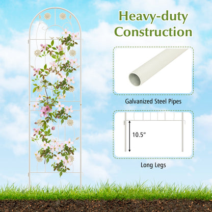 Paquete de 4 celosías metálicas blancas de 71 x 20 pulgadas para plantas trepadoras