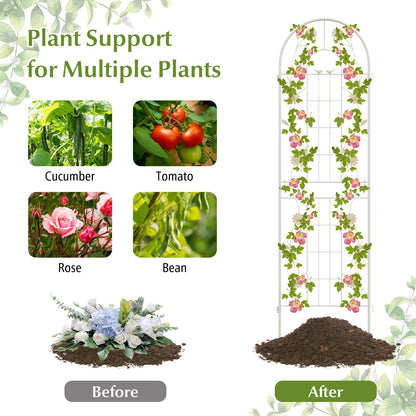 Paquete de 4 celosías metálicas blancas de 71 x 20 pulgadas para plantas trepadoras