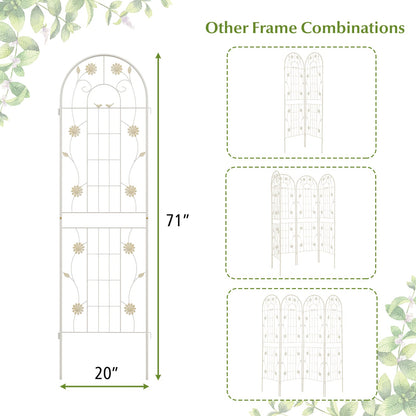 Paquete de 4 celosías metálicas blancas de 71 x 20 pulgadas para plantas trepadoras