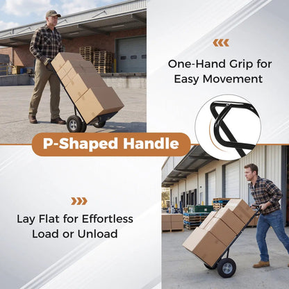Metal Hand Truck 600 Lbs with 10 Inch Wheels