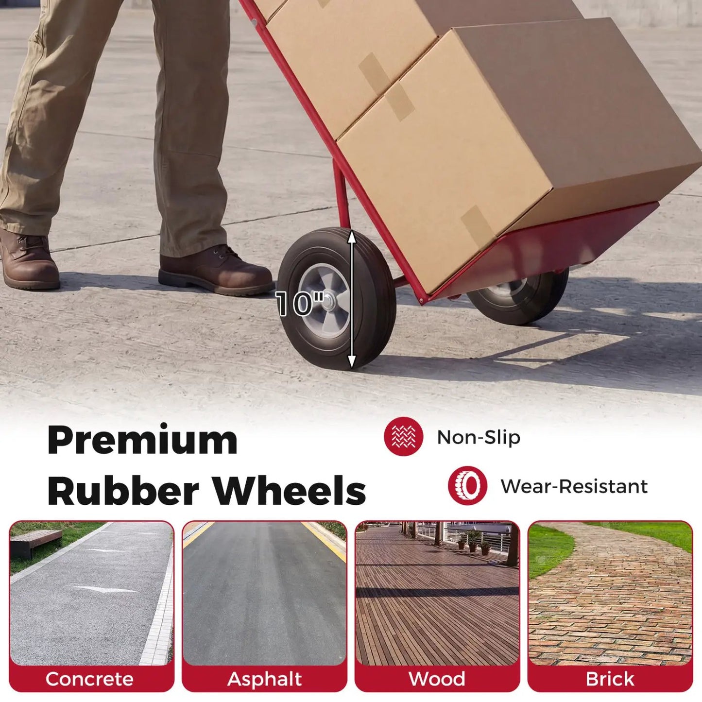 Metal Hand Truck 600 Lbs with 10 Inch Wheels