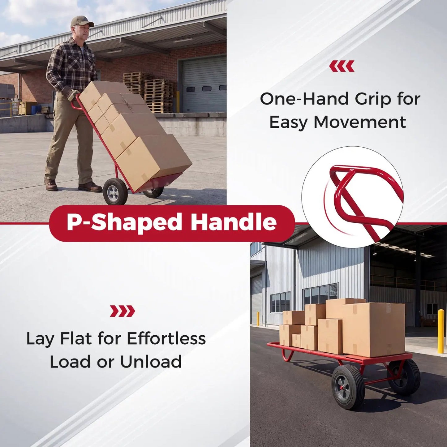 Metal Hand Truck 600 Lbs with 10 Inch Wheels
