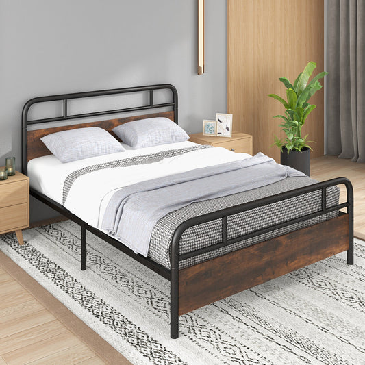 Twin/Full/Queen Size Bed Frame with Industrial Headboard-Queen Size - Tampa Home & Garden Store