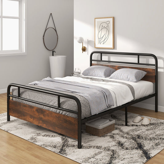Twin/Full/Queen Size Bed Frame with Industrial Headboard-Queen Size - Tampa Home & Garden Store