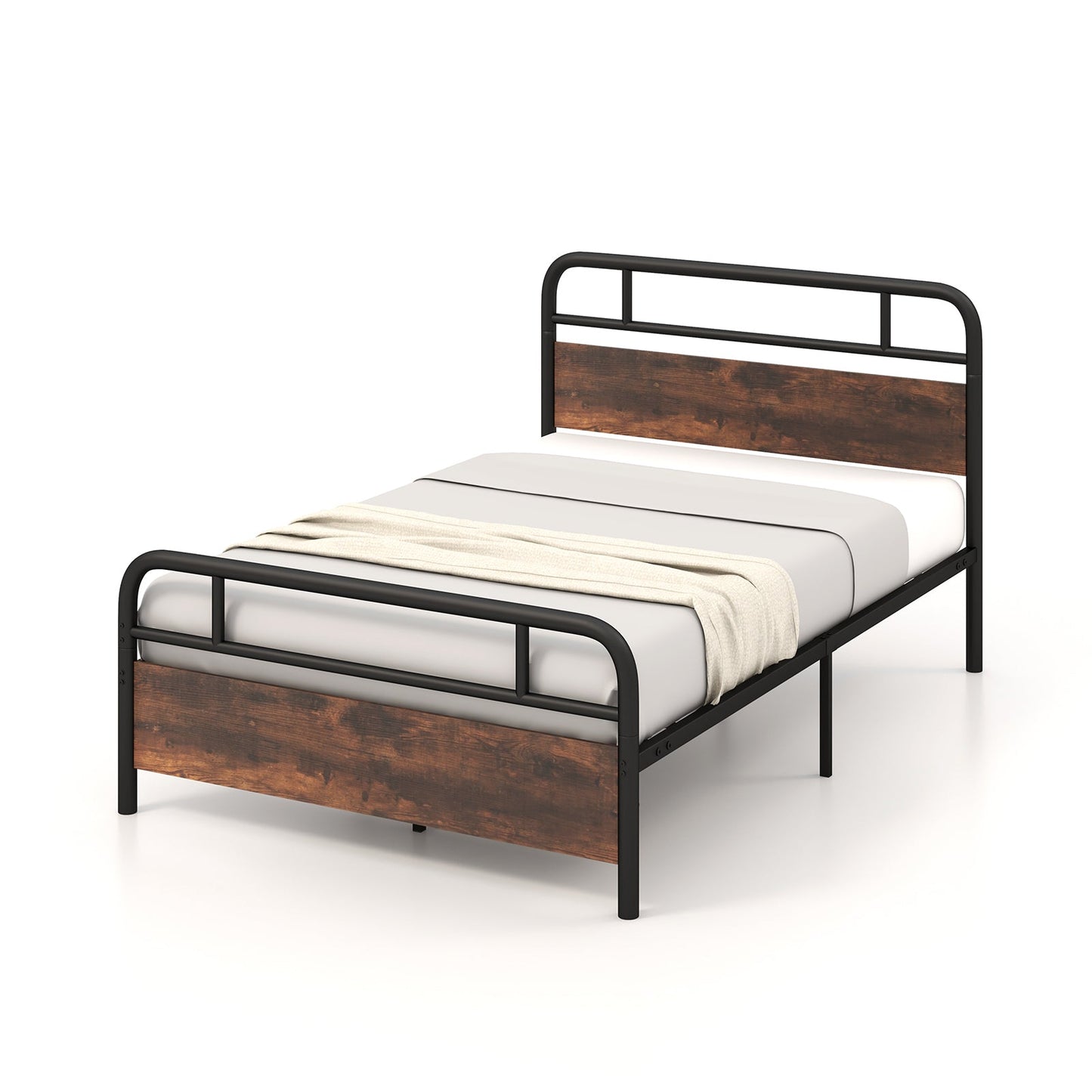 Estructura de cama Twin/Full/Queen con cabecero industrial - Tamaño Queen