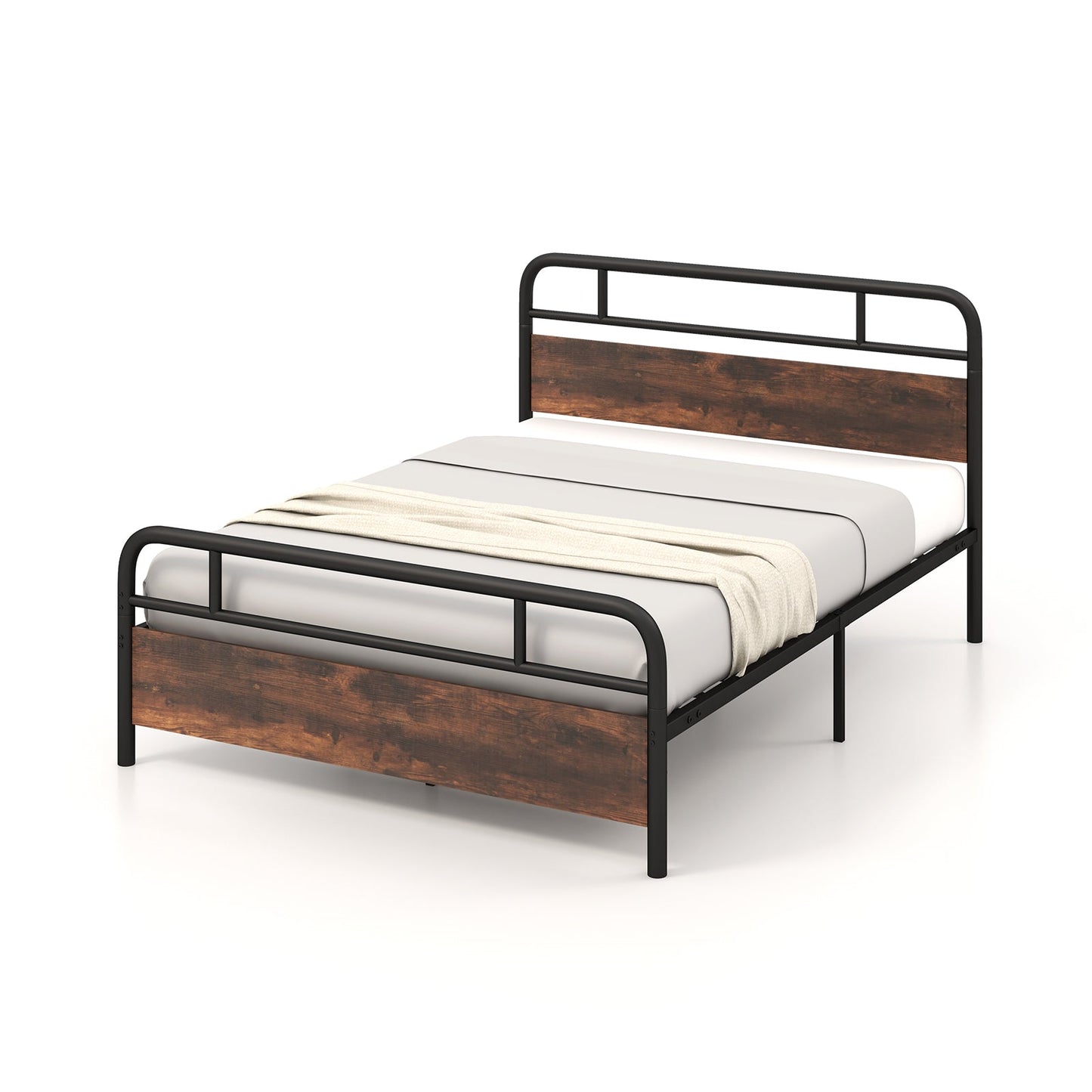 Estructura de cama Twin/Full/Queen con cabecero industrial - Tamaño Queen