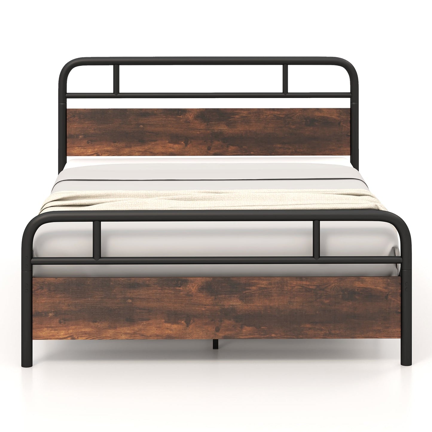 Estructura de cama Twin/Full/Queen con cabecero industrial - Tamaño Queen