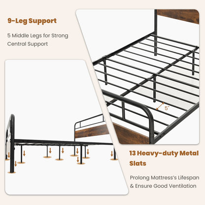 Estructura de cama Twin/Full/Queen con cabecero industrial - Tamaño Queen