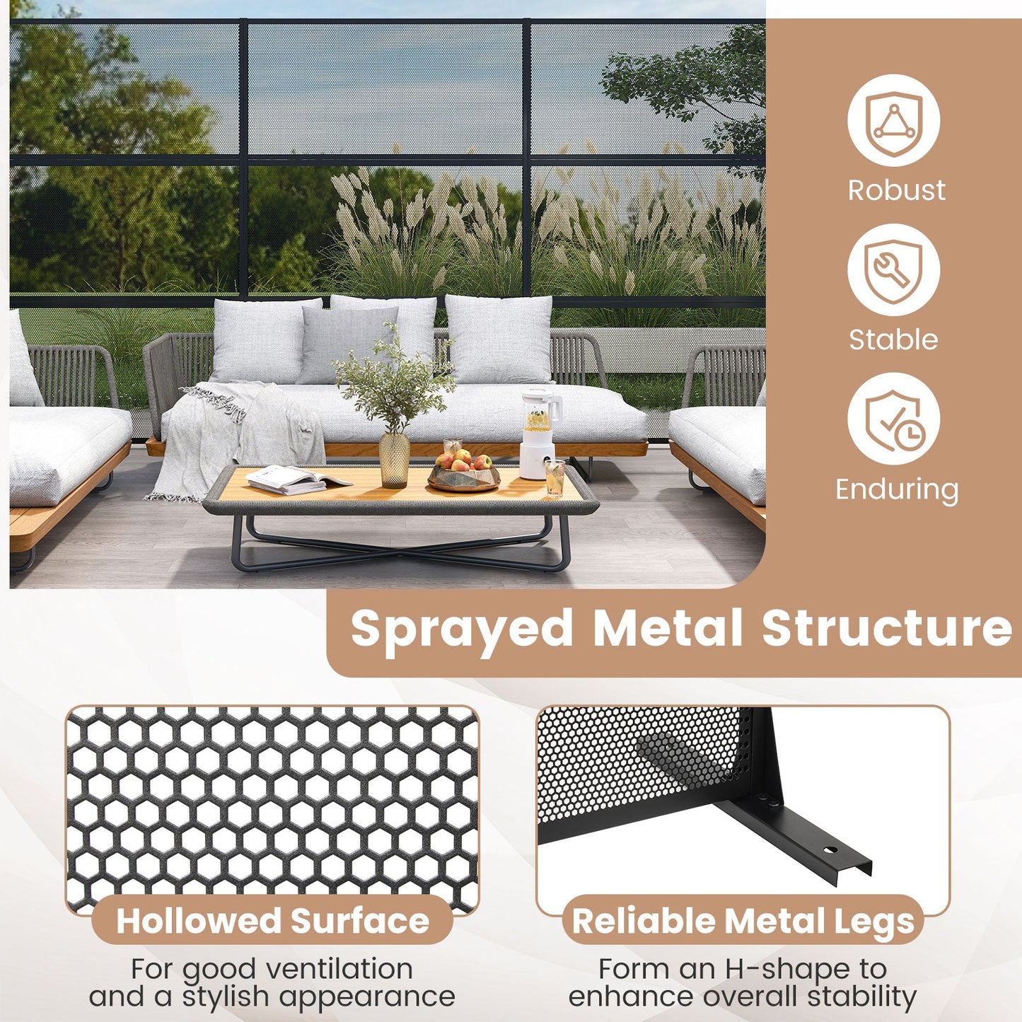 Set of 2 Metal Privacy Screen with Expansion Bolts