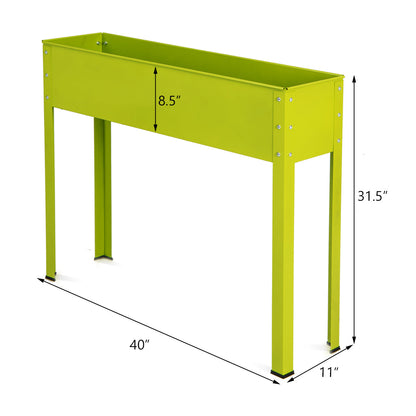 Huerto Urbano de Metal Elevado con Patas y Orificio de Drenaje - 40 x 11 x 31.5 pulgadas