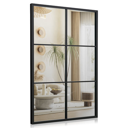 Espejo de pared decorativo de 3 capas con marco de metal para comedor y sala de estar - Negro