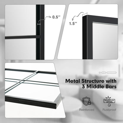 Espejo de pared decorativo de 3 capas con marco de metal para comedor y sala de estar - Negro