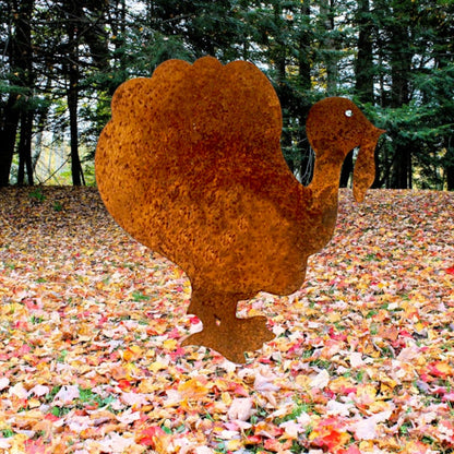 Giant Turkey Decoration rusted steel sculpture by Rustica Ornamentals, seasonal holiday decor on Tampa Home & Garden Store