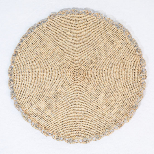 Metallic Aura placemat, Woven raffia tabletop - Tampa Home & Garden Store