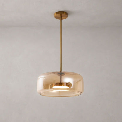 Pendant light fixture hand-blown glass sphere with amber shade and warm LED by Moktan Sabai on Tampa Home & Garden Store