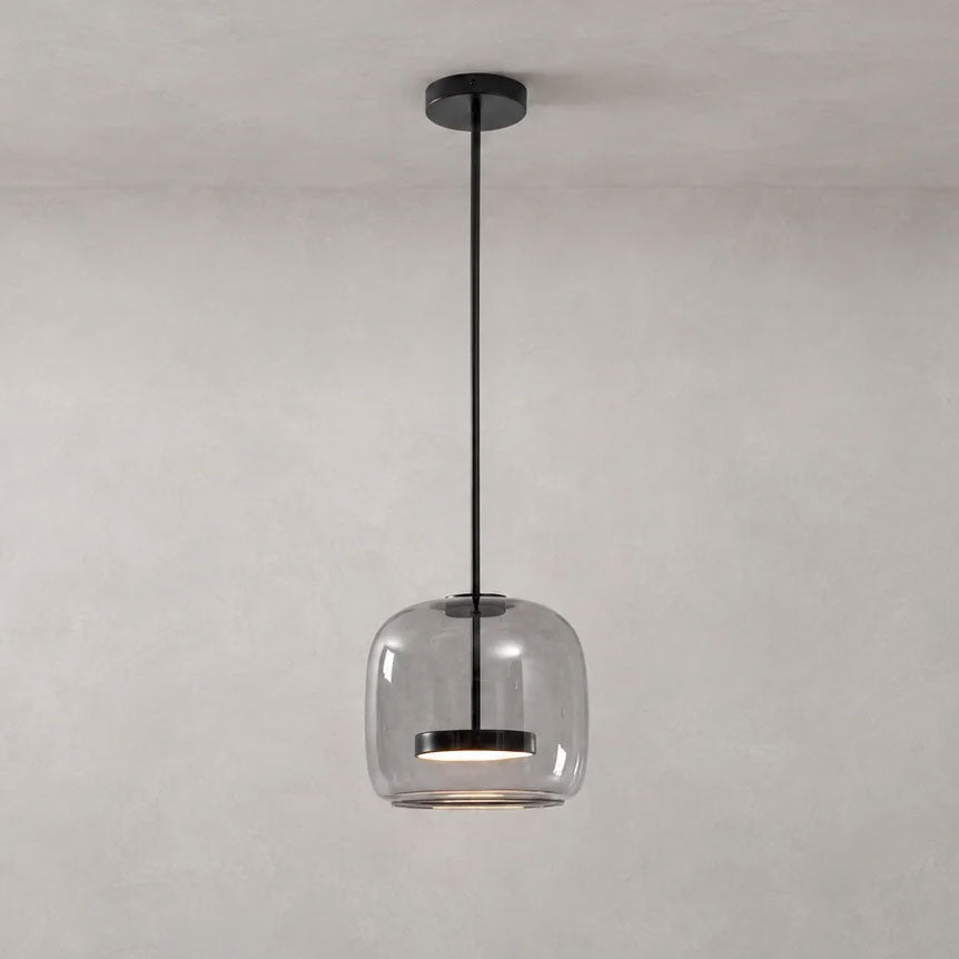 Hand-Blown Glass Sphere Pendant Light by Moktan Sabai with smoke grey glass and warm LED on Tampa Home & Garden Store