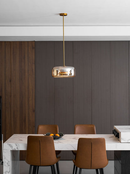 Hand-blown glass sphere pendant light with warm LED amber smoke shade Moktan Sabai on Tampa Home & Garden Store