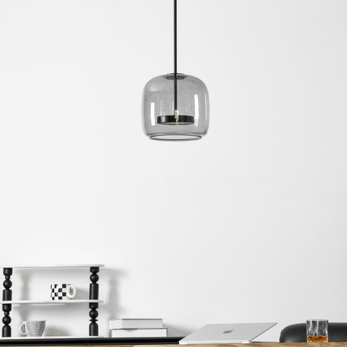 Hand-Blown Glass Sphere Pendant Light with warm LED, smoke grey or amber shade Moktan Sabai on Tampa Home & Garden Store
