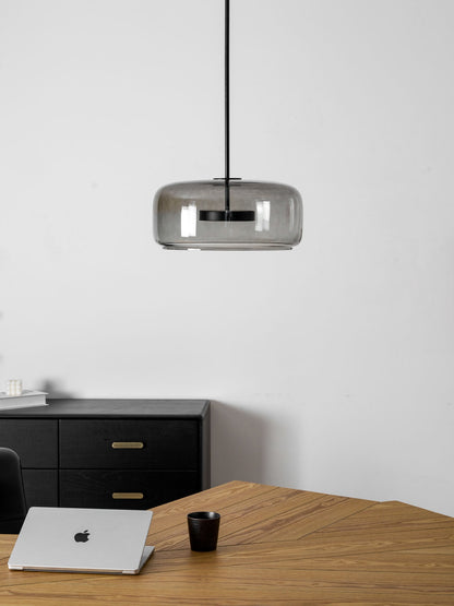 Hand-blown glass sphere pendant light, smoky grey shade with warm LED by Moktan Sabai on Tampa Home & Garden Store